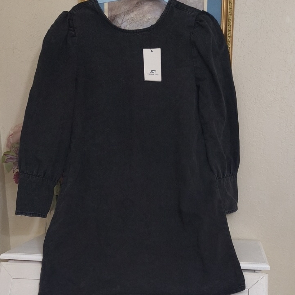 Black Denim Long Sleeve Dress - Picture 2 of 16